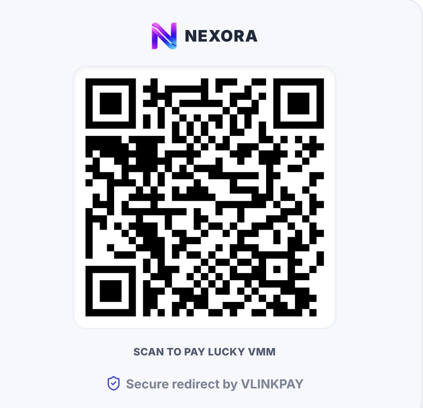 Lucky VMM LLC Vlinkpay and Nexora Touch payment QR code